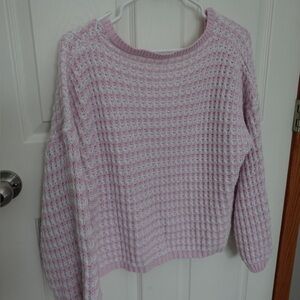 Pink and White Women's Sweater